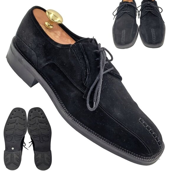 Mezlan Other - Mezlan Dress Shoes Mens 9.5 Black Suede Leather Split-toe Bluchers Derby Oxfords
